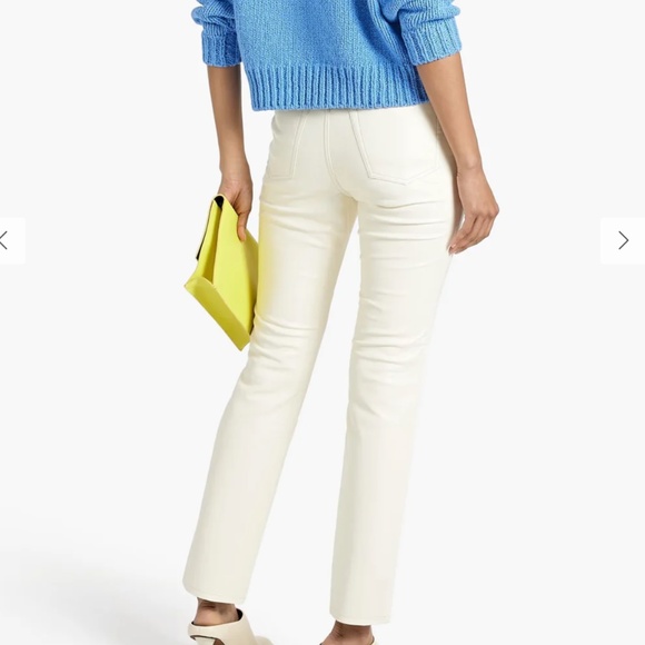 Frame Le High N Tight Straight Leg Recycled Leather Pants Bone Cream - Picture 3 of 7